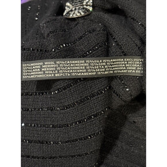 Ralph Lauren Black Label Cardigan Beaded Sweater Art Deco Clasp Women's Large - Picture 15 of 16